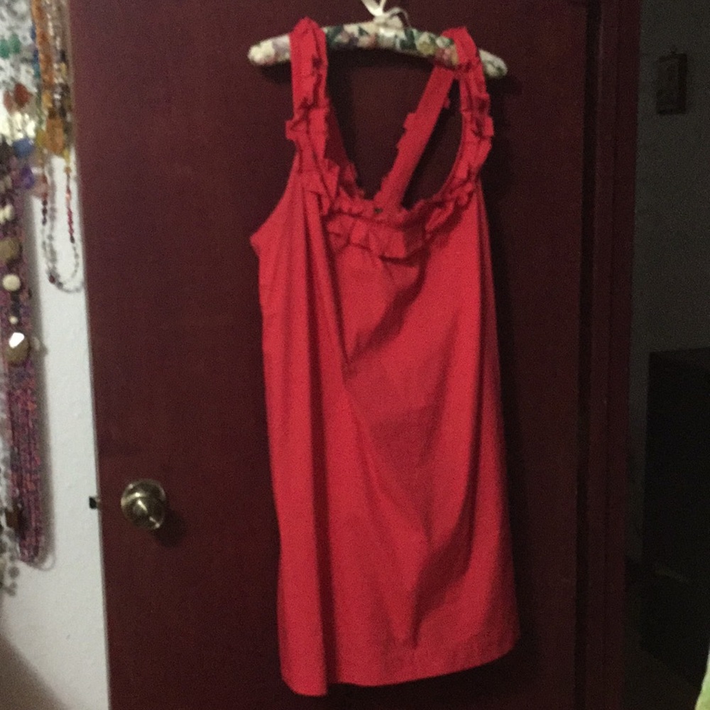 Red Anthro Fei Dress lined w/pockets 12. GUC.